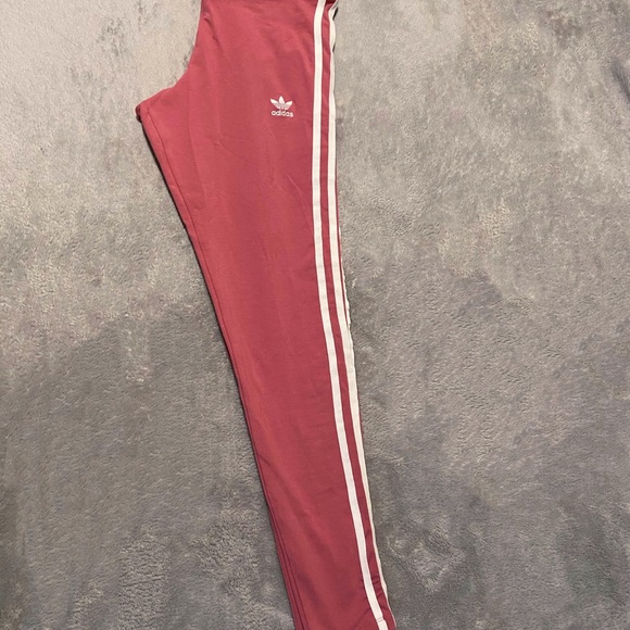 Adidas Originals 3 strips leggings in trace maroon - Picture 6 of 6